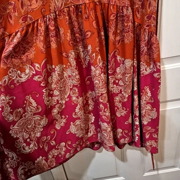 Maison TaraFloral Orange and Pink Maxi Dress Size 18w Maxi Ocean Tiered Beach - Picture 6 of 13